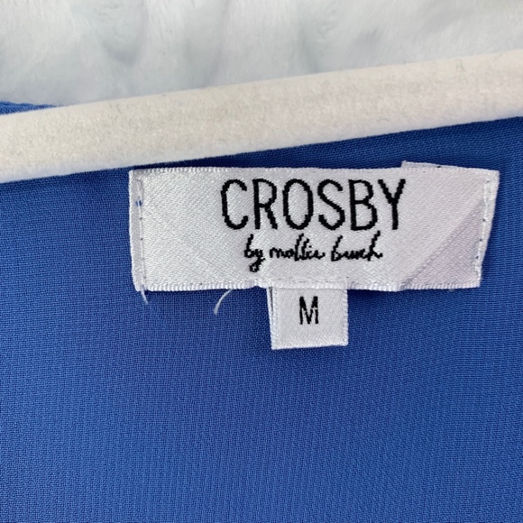 Crosby by Mollie Burch Jeni Ruffle Accent Sleeve Shift Dress Blue Sz M - Picture 7 of 10